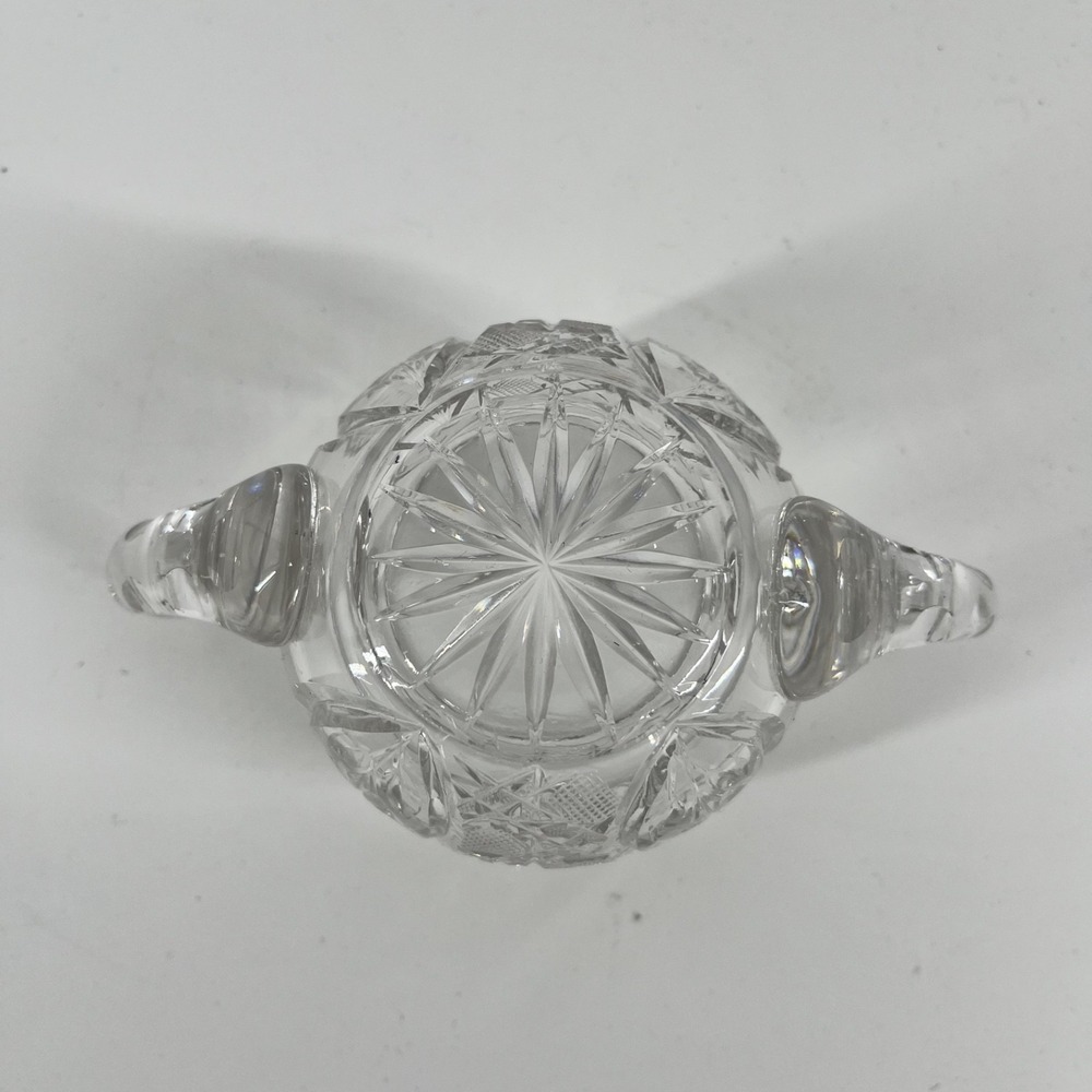 Vintage Sugar Bowl American Cut Glass Open Doubled Handled - Picture 3 of 5